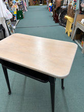 Load image into Gallery viewer, Vintage table with shelf, black, stained light wood top

