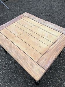 Vintage painted, stained, rectangle  planked top table with hairpin legs